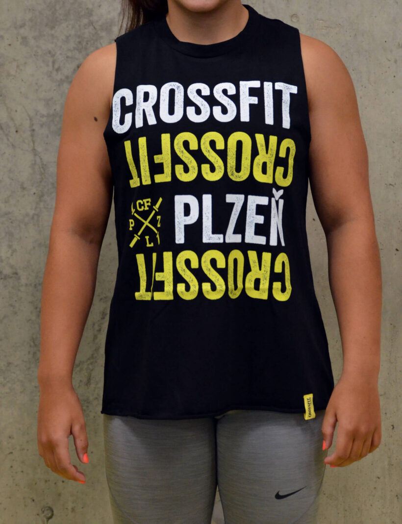 Dámské tričko bez rukávů: CrossFit reflection, černé, zepředu