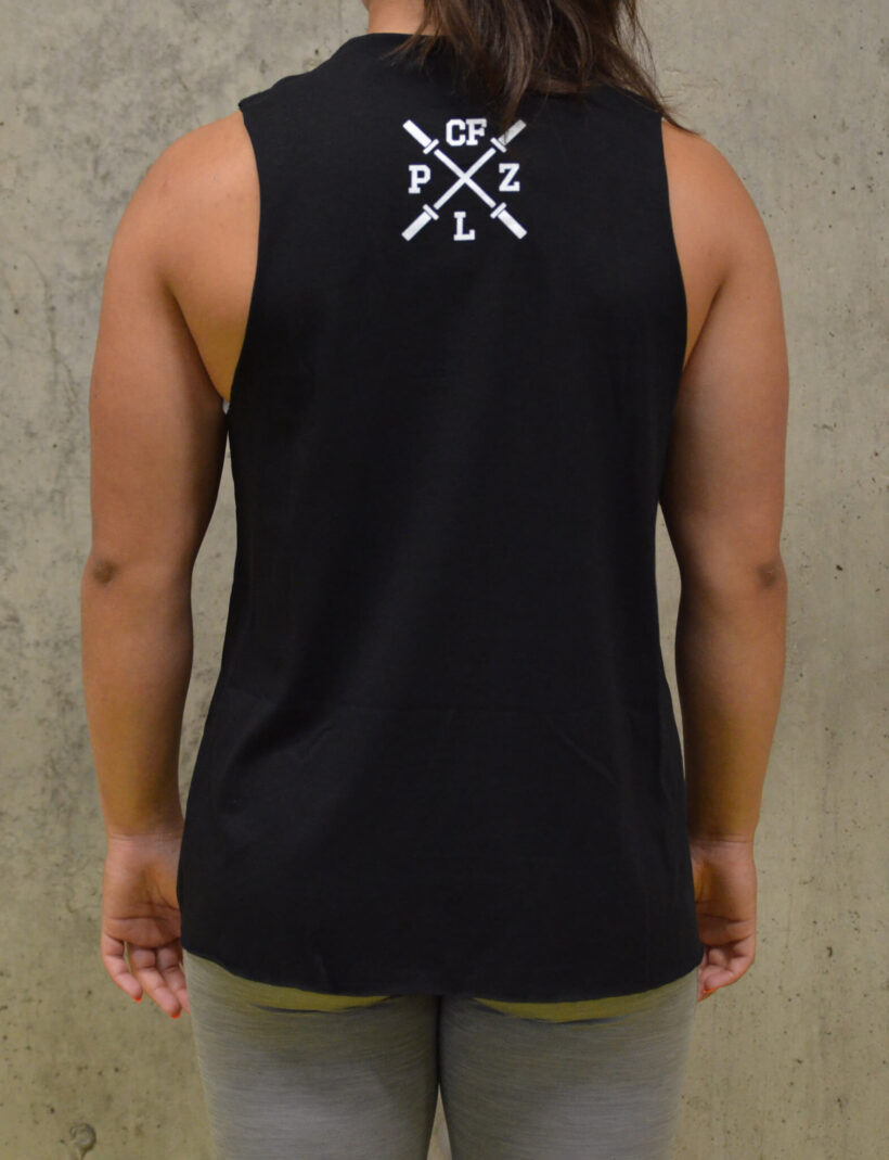 Dámské tričko bez rukávů: CrossFit reflection, černé, zezadu