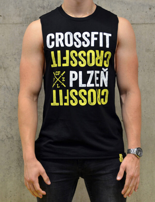 pánské tričko bez rukávů: CrossFit reflection, černá, zepředu