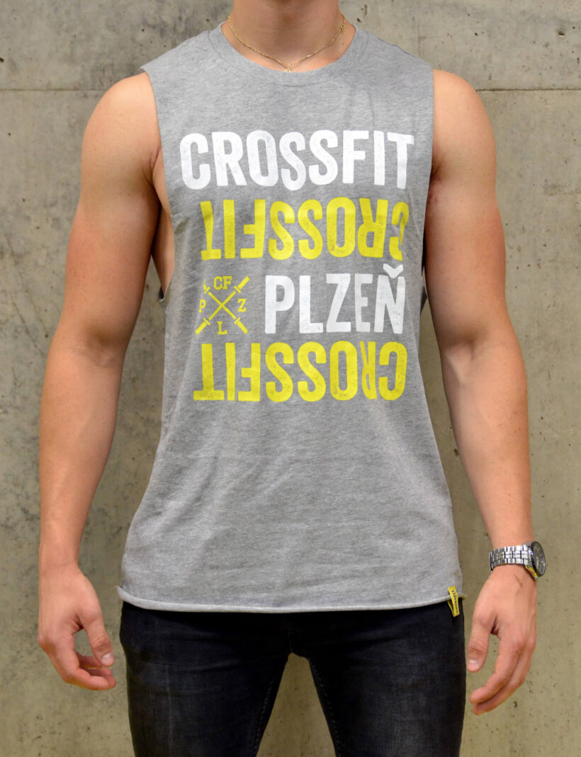 pánské tričko bez rukávů: CrossFit reflection, šedá, zepředu
