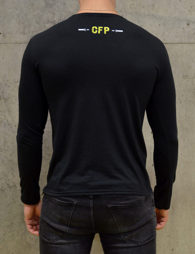 pánské tričko s dlouhým rukávem: CF PLZ Athlete, černá, zezadu